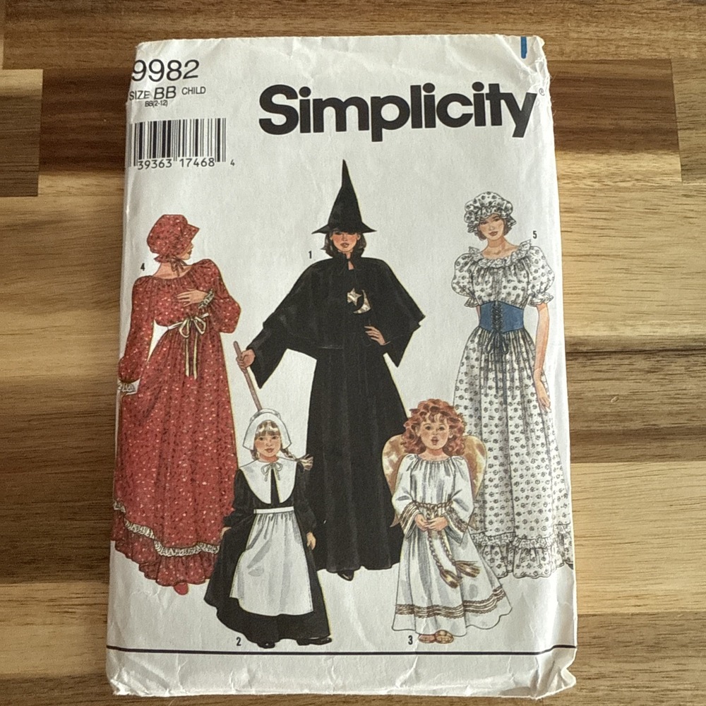 Uncut Simplicity‎ Pattern 0418 Costume Girls 2-12 Witch Angel Pilgrim Prairie